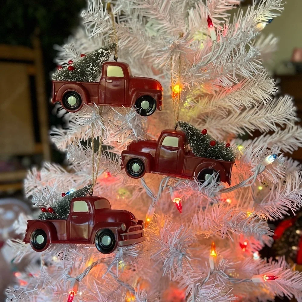 ❤️ 3x Red Truck Christmas Tree Ornaments‼️FINAL